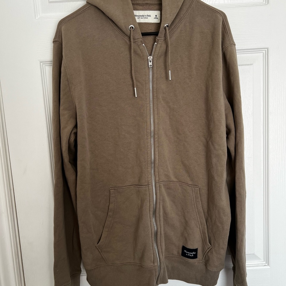 Abercrombie & Fitch Men's Tan Zip-Up Sweater